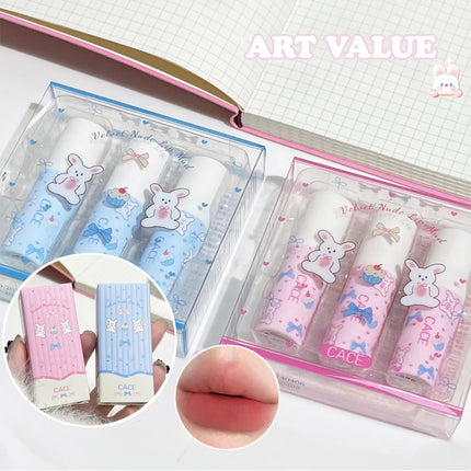 Little Bunny Lip Mud Set Velvet Nude Matte Texture Silky Lipstick Makeup