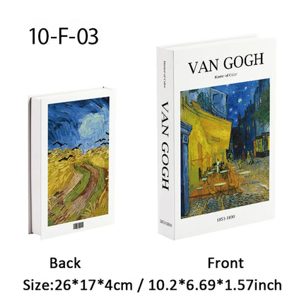 Van Gogh Monet Fake Book Painting Decorative Books Storage Box Sunflower Water Lily Coffee Table Books Home Decor Shooting Props