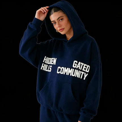 Casual Niche Personality Loose Foam Letter Print Hooded Pullover Sweatshirt Unisex Trendy Daily Top Gothic high street fashion