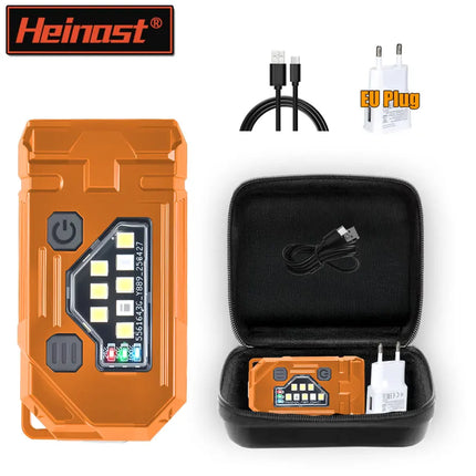 Mini Work Flashlight,8 Modes, Metal Clip Design Rechargeable Magnetic Torch , IP65 Waterproof,  Power Display, Black/Orange