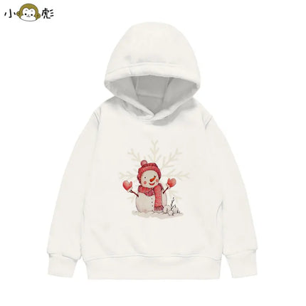 Christmas Reindeer Bear Santa Claus Children Hooded Sweatshirt Boy Girl Autumn Winter Daily Outdoor Casual Loose Warm Sportswear