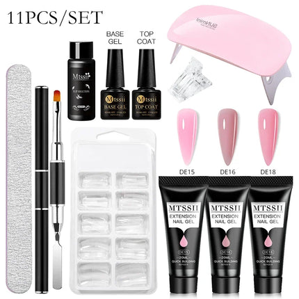 MTSSII 20m Extension Nail Gel Set Manicure Set Finger Quick Buliding Extension Gel Nail Polish Kit Soak Off UV Gel LED Nail Art