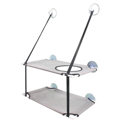 Cat Hammock Window Bed, Double-Decker Tunnel with Suction Cups, Hanging Sunny Seat for Kittens, Winter Wall Mount Pet Sofa