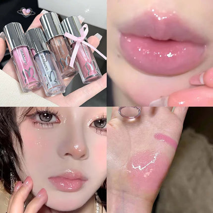 Brown Glitter Lip Glaze Lasting Shimmer Mirror Water Lip Gloss Waterproof Jelly Plumping Lipstick Make Up Moisturizing Lip Tint