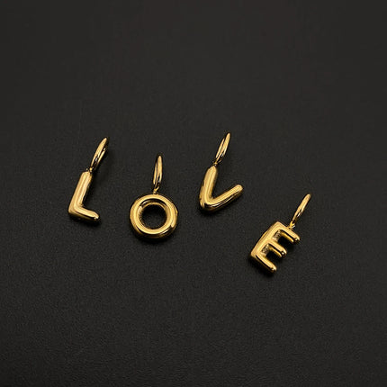 eManco Stainless Steel Gold-plated Charms Modern Style 3D Bubble Alphabet Elements DIY Necklace Bracelet Jewelry Making