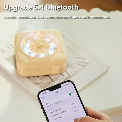 Portable Bluetooth Speaker Wave Projection Light RGB Atmosphere Light Hifi Audio System Wireless MP3 Music Player Birthday Gift