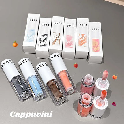 Clear Transparent Grey Purple Lip Gloss Hydrating Drying Lips Mirror Lip Glaze Tint Plumper Moisturizing Crystal Lip Oil Makeup
