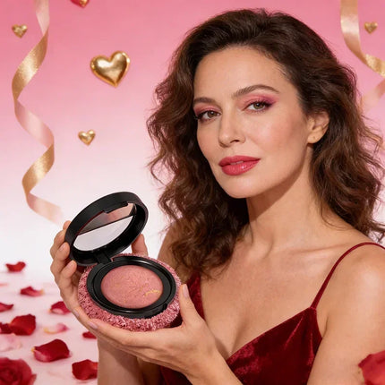 Korean Single Color Shimmer Pearl Blush Powder Natural Face Sculpting Valentine's Day Gift Set Makeup Baking Glow for Women