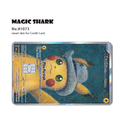 Magic Shark Mew Charizard EX Eevee Gengar Pikachu TCG Card Holographic Laser Skin Film Sticker for Bank Credit Card