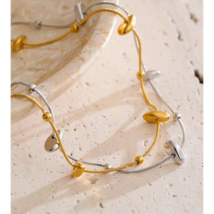 Yhpup Gift New Style Stainless Steel Exquisite Chain Necklace Bracelet Bangle Set Gold & Platinum Plated Stylish Unique Jewelry