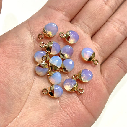 5pcs 6x10MM Faceted Natural Stone Oval Pendant Charm Pendant for DIY Jewelry Making Necklace Earrings Gem Accessory Wholesale