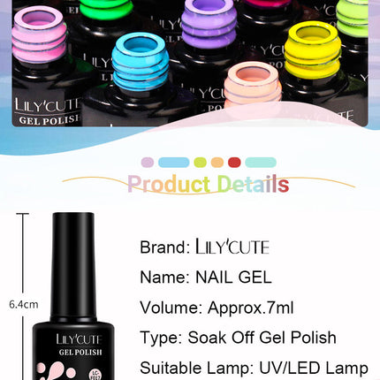 LILYCUTE 7ML Pink Glitter Nail Gel Polish Nude Natural Long Lasting Manicure Soak Off UV LED Nail Art Base Top Coat Gel Varnish