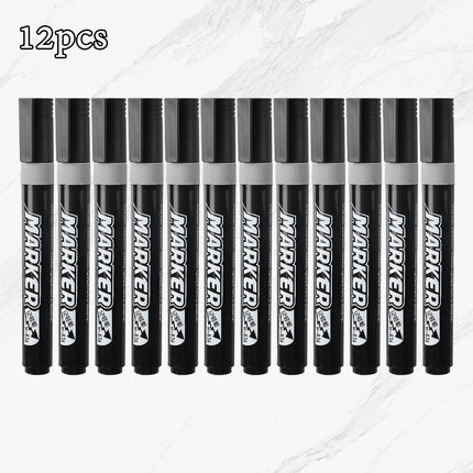 WQN-3/6/12PCS Oil-Based Marker Waterproof Quick Dry Black Ink Metallic Glass Painting DIY School and Office Stationery Supplies