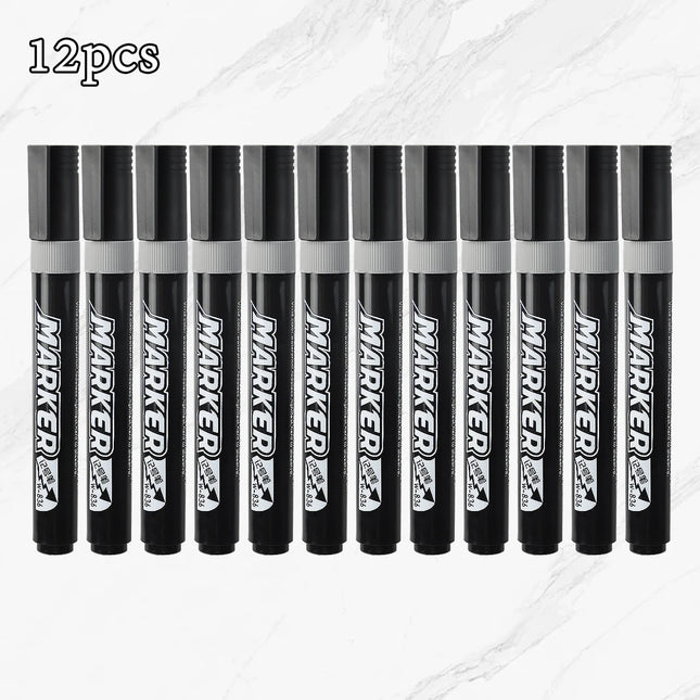 WQN-3/6/12PCS Oil-Based Marker Waterproof Quick Dry Black Ink Metallic Glass Painting DIY School and Office Stationery Supplies