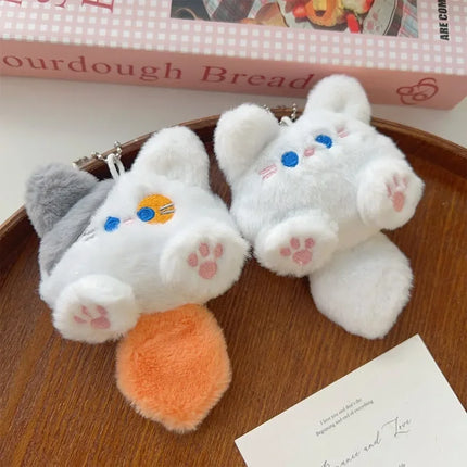 1-4pcs Cute Plush Small Cat Doll Keychain for Couple Soft Cotton Stuffed Animal Keyring Backpack Pendant Decoration Student Gift