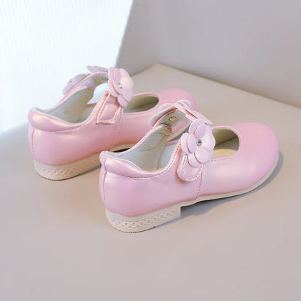 Autumn Girl's Mary Janes Appliques Low Heel Beautiful Kids Princess Shoe Three Colors Pointed Toe Breathable Children Shoe 26-36