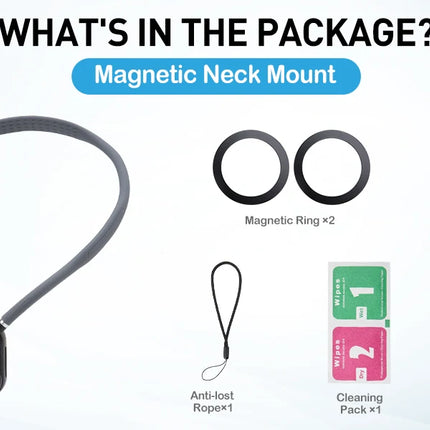 Magnetic Neck Phone Mount, Adjustable Chest Strap Neck Phone Holder for Recording, Hands Free POV/Vlog Phone Video Filming