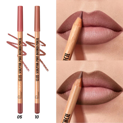 2Pcs Matte Nude Lip Liner Set High Pigmentation Waterproof Long-Lasting Smooth Lip Pencil for Daily Makeup