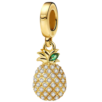 925 Sterling Silver Pink Cake Cherry Pineapple Strawberry Cherry Pendant Charm Ball Suitable for Bracelets DIY Women's Jewelry