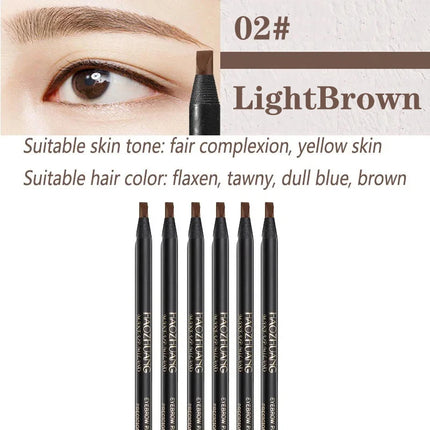 6PCS Haozhuang Eyebrow Pencil Brown Wholesale Cosmetic Pencil Product Natural Waterproof Long-Lasting Tattoo Brush Makeup Beauty