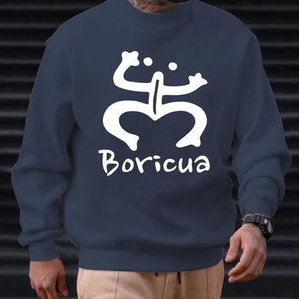 2025 Men's 100% Cotton Crew Neck Sweatshirt Boricua Art Print Cultural Elegant Premium Soft Comfortable Trendy Casual Daily Top