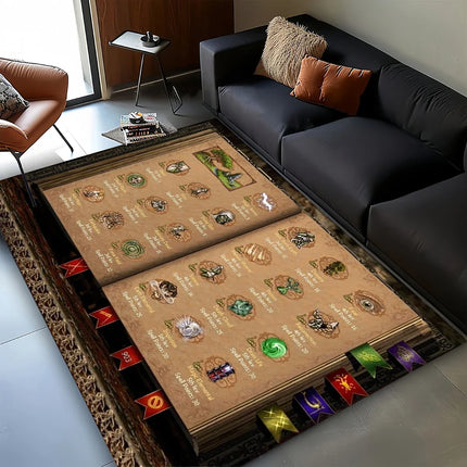 3D HOMM3 Heroes of Might and Magic Map Treasure Chest Retro Game Carpet Rug for Living Room Bedroom Home Sofa, Non-slip Floor Mat