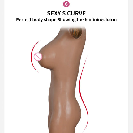 CDG Cup Silicone Bodysuit Full Body Suit Crossdresser Male to Female Fake Boobs Jumpsuit Crossdressing Silicone Bodysuit