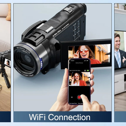 NBD 4K Camcorder Video Camera with 48MP Vlogging Camera With Wi-Fi & App Control,Video Recorder with 3X Battery Life, 16X Zoom