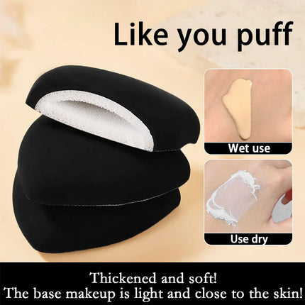 Black triangular makeup pad - Soft velvet cosmetic sponge for facial makeup. Beauty makeup sponge for applying foundation.