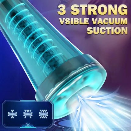 Male Masturbator Penis Pump Enlarger Transparent Visual APP Control Vibrating Vacuum Suction Glans Trainer Sex Toys for Men 18+