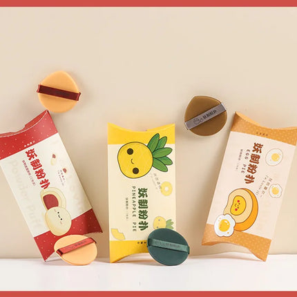 Yaozhi 3pcs Cosmetic Makeup Puff I'm Pineapple Pie Air Cushion Soft Blender Sponge Dry Wet Foundation Smooth Powder Makeup Tool