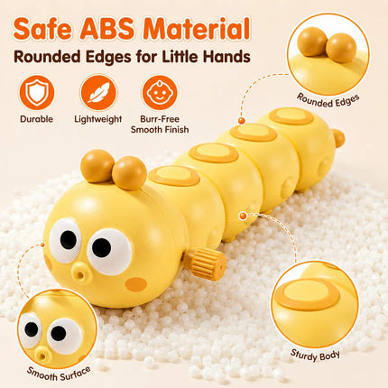 Wind Up Caterpillar Crawling Toy for Babies Toddlers, Cute Clockwork Walking Animal Sensory Gift for Kids Boys Girls Toy Gifts