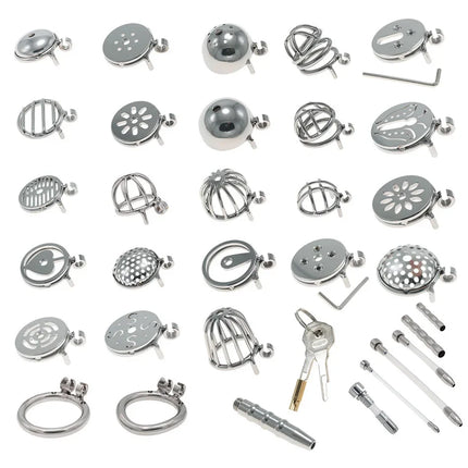 Cock Cage Lockable Chastity Belt Penis Ring Metal Cock Cage Chastity Device Erotic Sex Toys For Men Ball Scrotum Stretcher