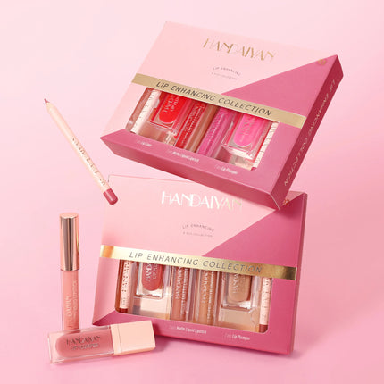 HANDAIYAN 6-Piece Matte Long-Lasting Color Moisturizing Waterproof Lip Liner Set Lip Liner + Lip Gloss + Lip Lacquer Set