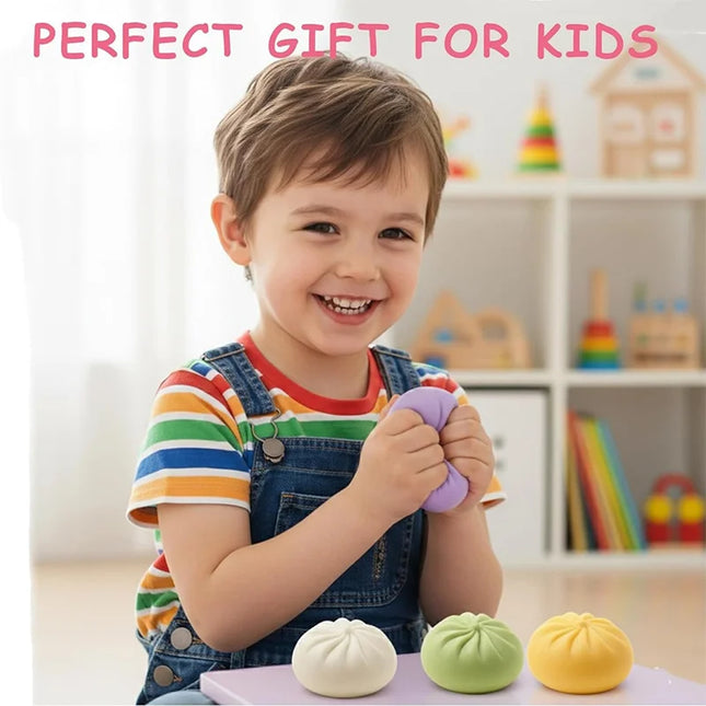 Cute Colorful Flour Steamed Buns Pinch Giant Smile Facial Expression Dumpling Squishy Ornaments Office Stress Sensory Kids Gift
