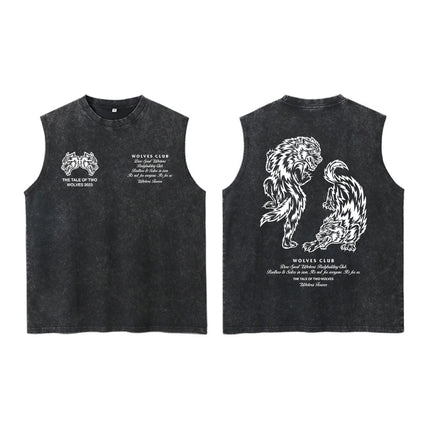 2026 Darc Wolves Sport Vintage Washed Vest Tees Gym Bodybuilding Fitness Sleeveless T Shirts Basketball Workout Darcs Tank Tops