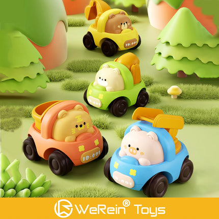 Adorable Animal Shaped Inertia Cars - Little Tiger Bear Pig Dog Cute Toy Vehicles for Kids
