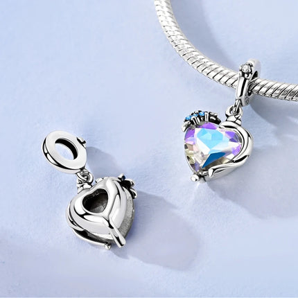 Silver 925 Charm Bead Rose Heart Pandent Butterfly Orchid Clasp Clip Fit Original Bracelet Pendnat Diy For Woman Jewelry