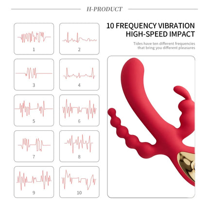 3 In 1 Dildo Rabbit Vibrators For Woman Clitoris Massage Anal Beads Sex Toys For Adults G-Spot Stimulation Female Masturbator 18