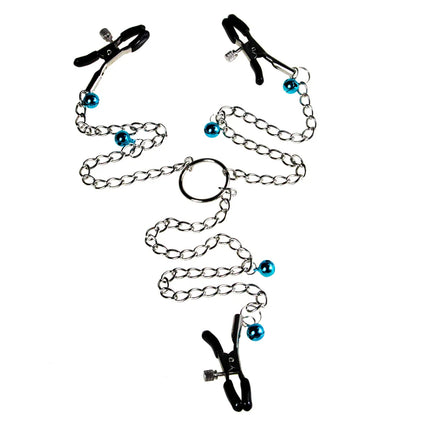 Candiway Novelty Adjustable Three-Headed Metal Nipple Clamps Clitoris Clip BDSM Bondage Restraints Adult Sex Toys For Couple