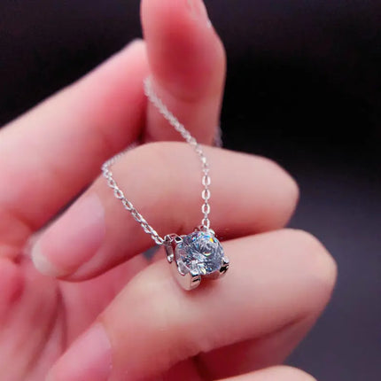Classic 4 Prong Moissanite Pendant for Couple Men Women Wedding Jewelry Necklace D Color Lab Diamond Luxury Fine Jewelry