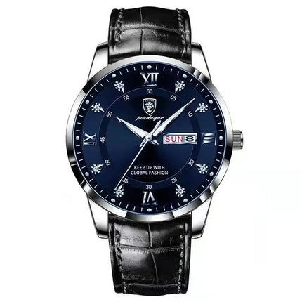 POEDAGAR Casual High Quality Men Watch Waterproof Luminous Leather Original Man Wristwatch Quartz Business Watches For Men Reloj
