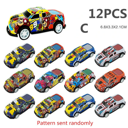 12pcs Alloy Racing Cars Model Toy Children Mini Iron Sheet Car Set Rebound Car Metal Alloy Cars Toys for Kids Boys Birthday Gift