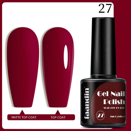 Faandin 7ml 1 Bottle, Solid Color Gel Nail Polish, Selected Red Nail Polish Gel, Uv Lamp Quick-Drying, Alcohol-Free, Full Color, Not Easy to Fade, High Saturation Color, Easy to Use, Can Be Used at Home, Essential Item for Fa