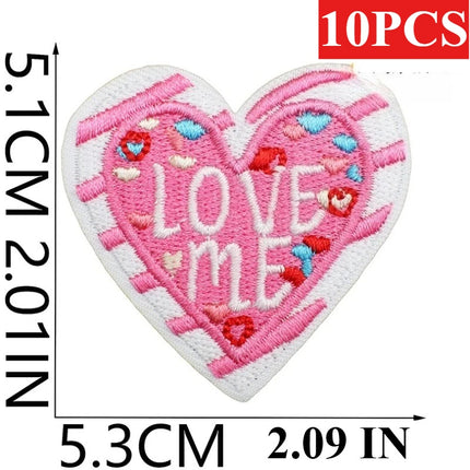 10PCS Wholesale Pink Car Shape Embroidery Pink Love Style Patches DIY Cloth for Hats/T-shirt/Jeans Girls Kids Valentine Iron on