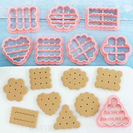 8pcs Cookie Molds Set Cookies Cutters Classic Retro Biscuit Mold Confectionery Biscuit Stamp Baking Party Pastry Baking Tools