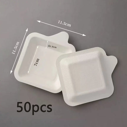 Environmentally Friendly Disposable Picnic Birthday Party Paper Plates Cake Tableware Fruit Plate Small Bowl Tray Set 50Pcs