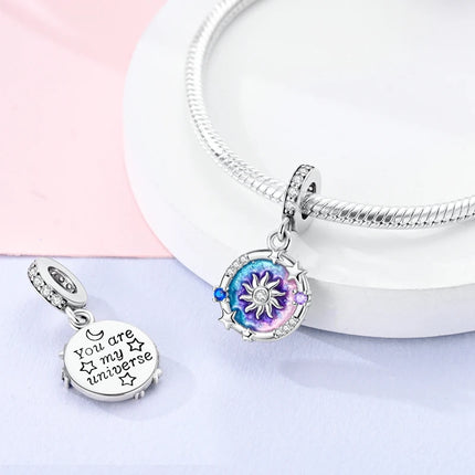 925 Sterling Silver Purple Series Butterfly Aries Gemini Safety Chains Fit Original Bracelet DIY Jewelry Making Gift For Women