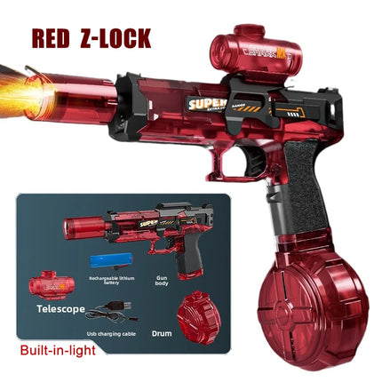 Simulated Firing and Recoil Electric Water Gun Toys Children Automatic Sensor Lights Water Pistol Outdoor Beach Kids Toy Gift