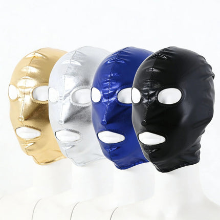 Sex Headgear Hood Fetish Mask Open Mouth With Eyes Halloween Cosplay Costumes For Men Women Faux Leather Exotic Accessaries ﻿